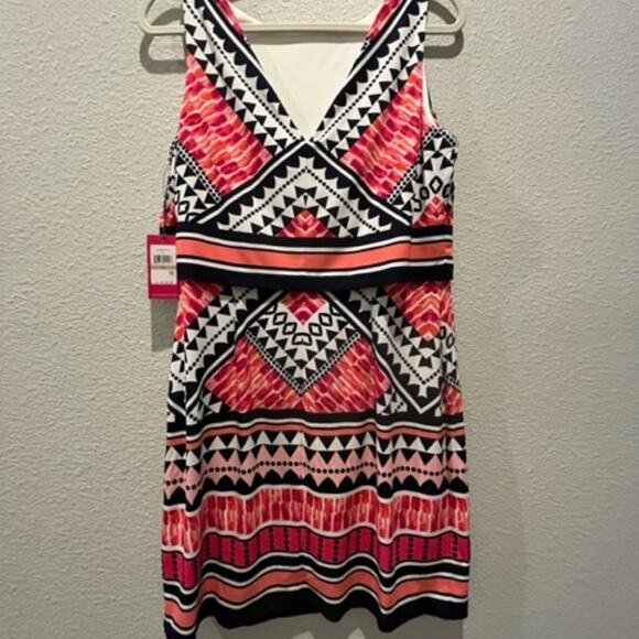 NEW VINCE CAMUTO Size 12 Pink & Navy Stretchy Pullover Tank Dress - Picture 6 of 12
